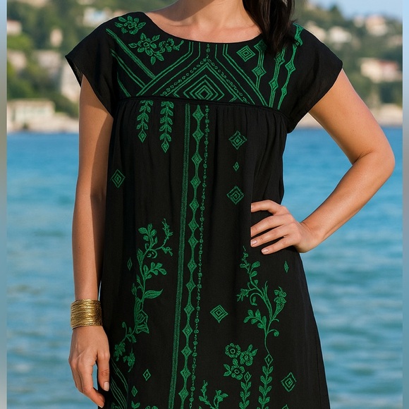 JOHNNY WAS Workshop Willow Petal Sleeve heavily embroidered Dress NWT - Picture 2 of 15